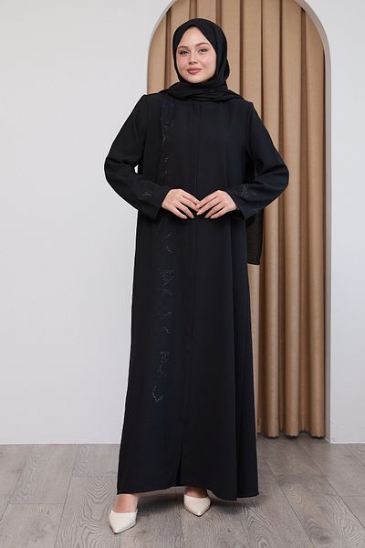 InStyle Flat Black Ferace with Sequin Pattern
