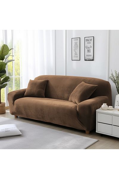 Choice 4seat (235-300cm) Khaki Velvet Sofa Cover Thick Elastic 1/2/3/4 Seater Sofa Cover for Living Room Ve