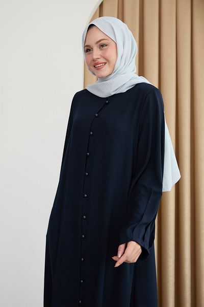 InStyle Boydan Beaded Buttoned Navy Blue Ferace
