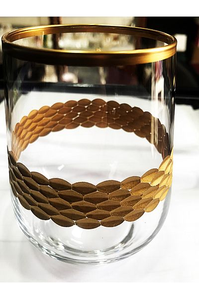 DECOSTYLE Azur Lux Golden Coating - 300Cc Pasabahce Soft Drink and Water Glass