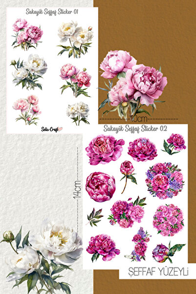 SelisCraft Şakayık Çiçeği Temalı Şeffaf Sticker Seti 01-02 Ajanda Planlayıcı ...