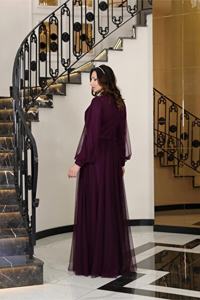 SUBU TASARIM Alya Evening Dress Plum Tbsfvm206