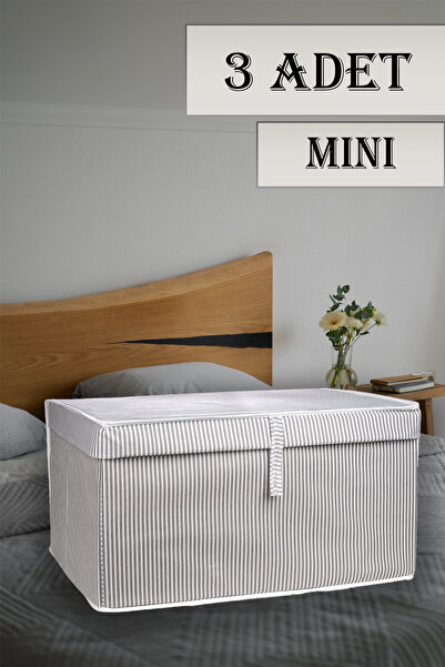 Nanteks 3 Adet Çok Amaçlı Kapaklı Düzenleyici Kutu Hurç 40x30x25 cm