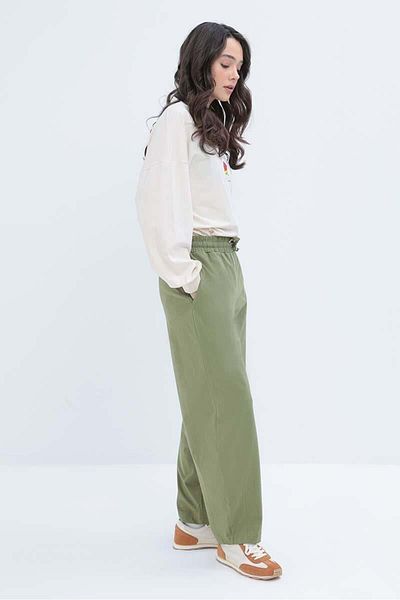 ALLDAY Pantaloni slouchy cu talie elastică kaki