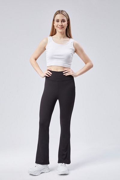 Grenj Fashion Ribbed Flare Yoga Knitted Sports Leggings