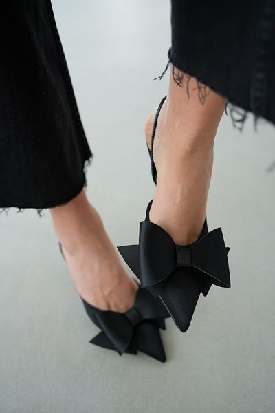 selinshoes Helen Bow Detailed Satin Women's Stiletto - Black
