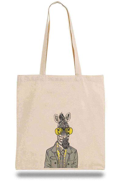 Tshirthane Cloth Bag Zebra Potikare Zebra Jacket And Sunglasses