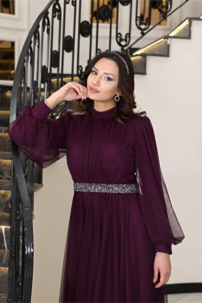 SUBU TASARIM Alya Evening Dress Plum Tbsfvm206