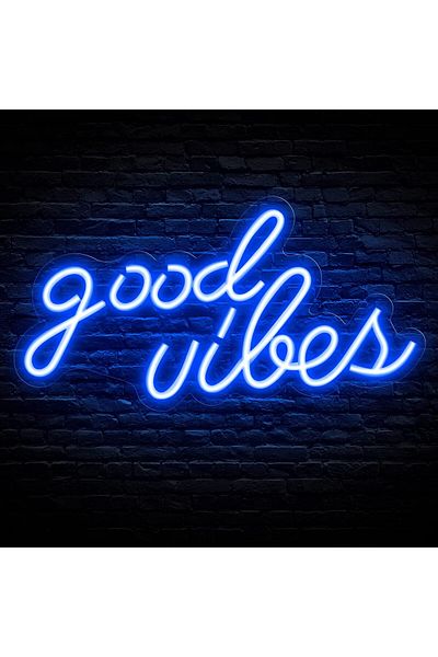 COOYA Good Vibes Neon Sign, Blue Neon Signs USB Powered Bright  for Wall Decor