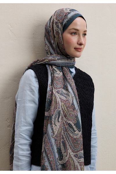 Fresh Blue Paisley Elegance Pattern Shawl