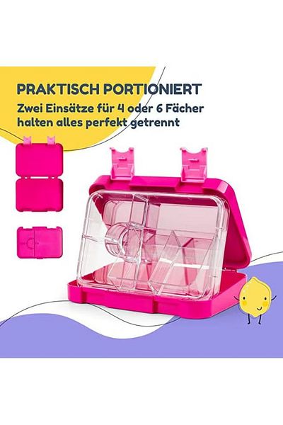 COOYA Lunch Box, 4/6 Compartment, for School/Work/Travel/Picnic, Reusable, BPA-Free, Microwave Dishwasher