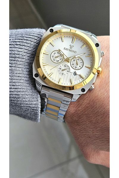 Raymond Rym-81002 Raymond Men's Wristwatch - Stainless Steel Case and Band - 2 Years Warranty