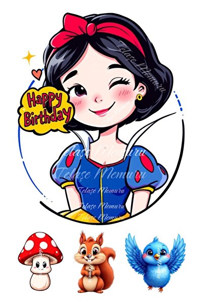 telaşe memuru زينة كعكة سنو وايت - صورة كعكة وطباعة - ورق عيد ميلاد سنو وايت ...