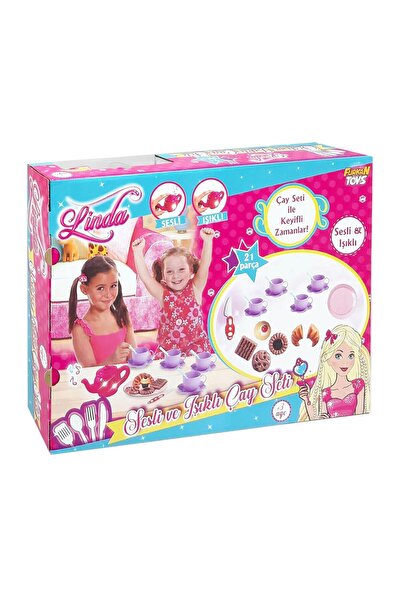 Furkan Toys Linda Kruvasanlı Işıklı Çay Seti Oyuncak Çay Seti 21 Parça