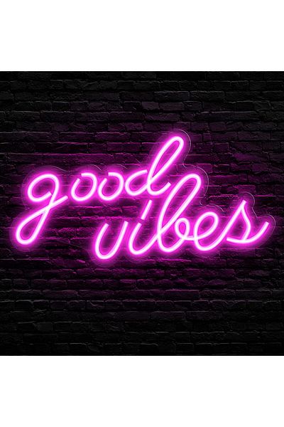 COOYA Pink Good Vibes Neon Sign,Neon Lights for Bedroom,LED Neon Signs for Wall Decor(16.1 x 8.3 inch)