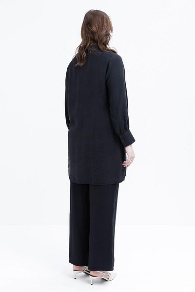 ALLDAY Black-Slit Detailed Large Size Modal Trousers Suit
