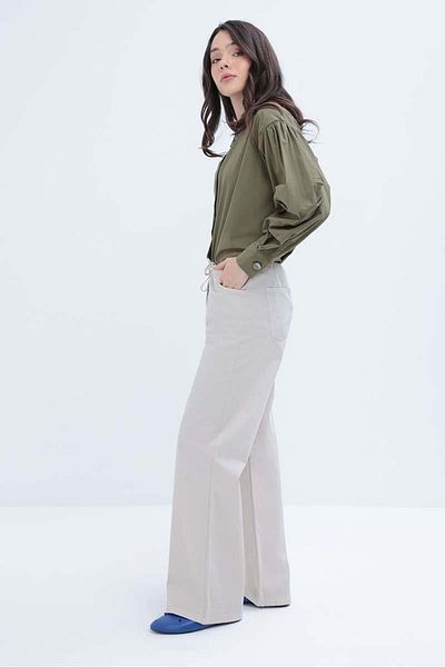 ALLDAY Stone-Wide Leg Gabardine Trousers