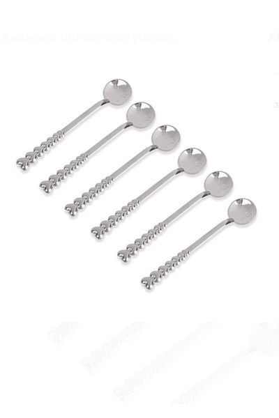 RFG HEDİYELİK VE BASKI Metal Teaspoon with Emoji 6-Piece Handle with Heart Royaleks-24958