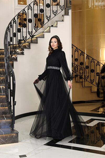 SUBU TASARIM Alya Evening Dress Black Tbsfvm206