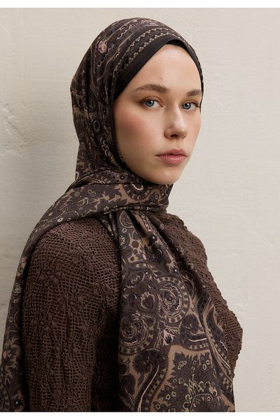 Fresh Emerald Pattern Shawl Bitter Brown