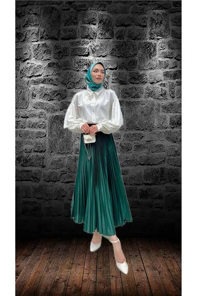 FZ AKAL Women's Waist Elastic Plisse Skirt
