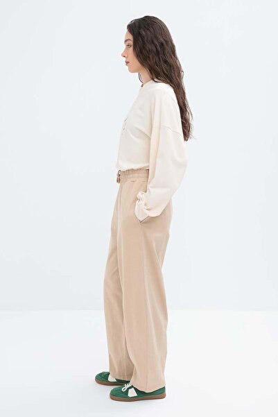 ALLDAY Beige-Waist Elastic Slouchy Trousers