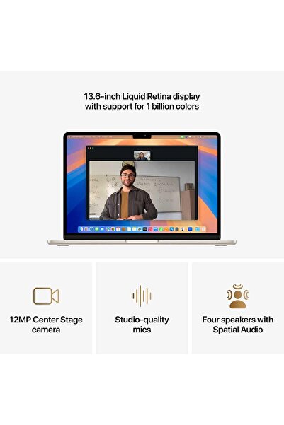 Apple MacBook Air مقاس 15 بوصة: شريحة Apple M4 مع وحدة معالجة مركزية 10 أنوية ووحدة معالجة رسومية 10 أنوية وذاكرة SSD سعة 24 جيجابايت و512 جيجابايت Starlight Eng/Arb KB (2025)