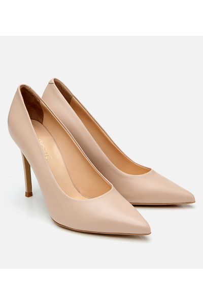 Hotiç Piele de damă bej cu toc subțire stiletto