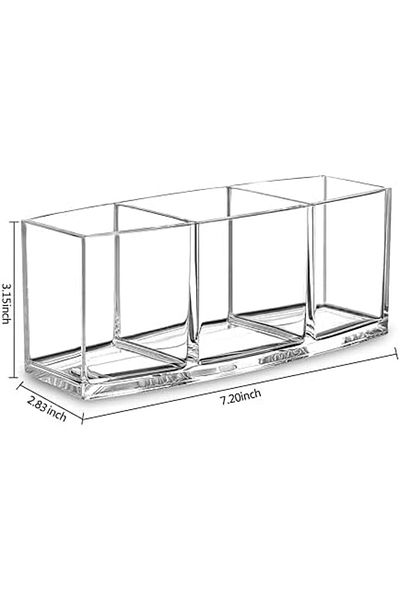 COOYA Makeup Holder, Clear Brush Organizer, Acrylic Cosmetic Brushes Storage with 3 Slots
