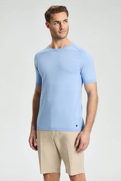 Hemington Crew Neck Sky Blue Giza Cotton Knitwear T-Shirt