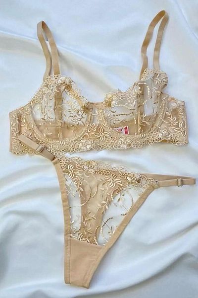 Moldina Γυναικείο Σετ Σουτιέν Μπεζ Nude Floral Underwire