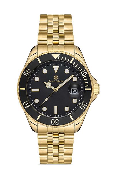 DAVID GUNER Men's Wristwatch Dg-8230Ga-B2 with Yellow Coated Black Dial