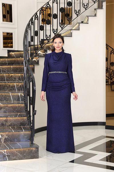 SUBU TASARIM Navy Blue Tbsfvm208 Dilara Evening Dress