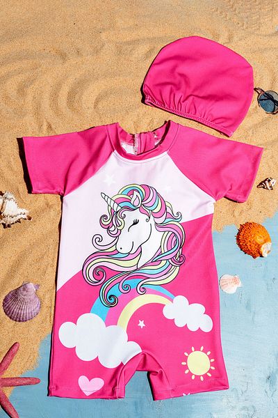 Beniizle Printed Boned Girl's Swimming Swimsuit
