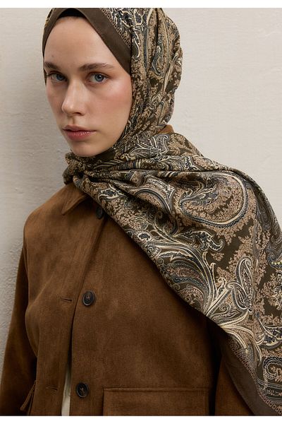 Fresh Dark Bohemian Pattern Shawl Khaki
