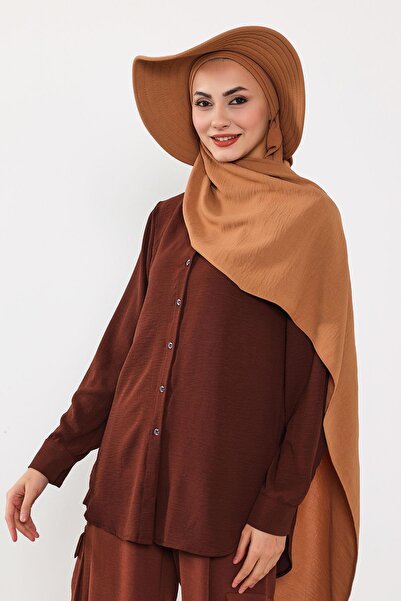 Aisha's Design Practical Shawl Turban with Detachable Bow on the Back, Ss-2A, Camel
