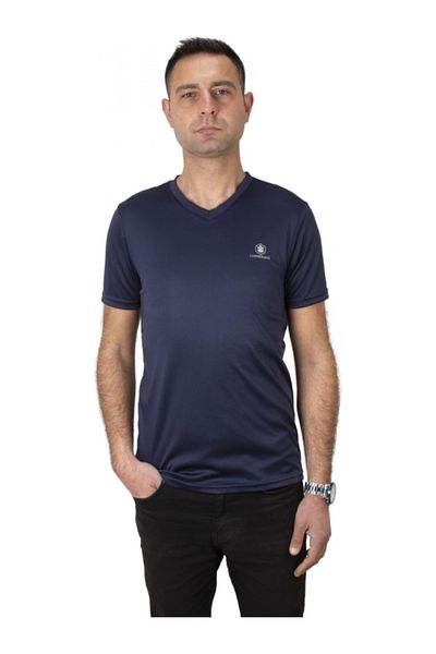 lumberjack MB CT104 PES 5FX Tricou pentru bărbați, albastru bleumarin, cu decolteu în V 101939405