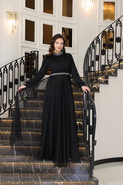 SUBU TASARIM Sena Evening Dress - Black Tbsfvm210 Model Men's Shoes
