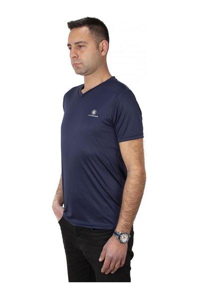 lumberjack MB CT104 PES 5FX Tricou pentru bărbați, albastru bleumarin, cu decolteu în V 101939405