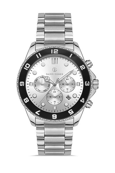 DAVID GUNER Men's Wristwatch Dg-8243Ga-A1 with Silver Coated White Dial