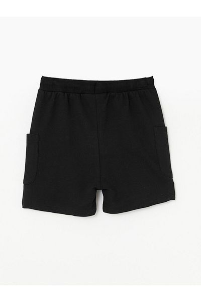 LC Waikiki Lcw Kids Black Elastic Waist Black White Printed Baby Boy Shorts