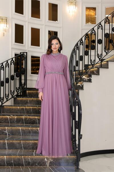 SUBU TASARIM Lilac Sena Evening Dress Tbsfvm210 Model Number