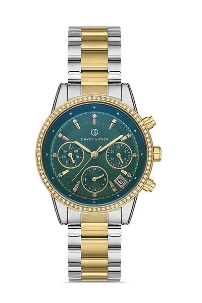 DAVID GUNER Women's Wristwatch with Yellow White Coated Green Dial - Dg-8301La-D10