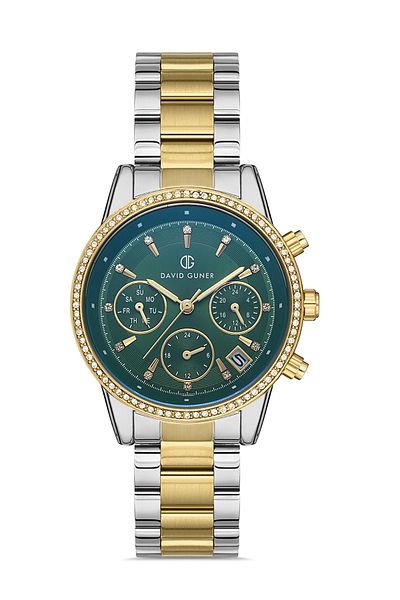 DAVID GUNER Women's Wristwatch with Yellow White Coated Green Dial - Dg-8301La-D10