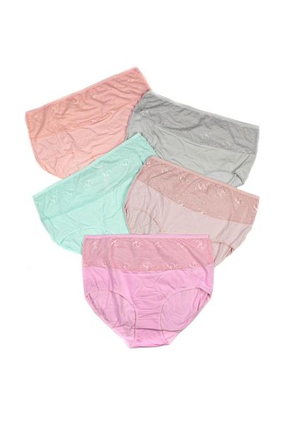 Nicoletta Women's Panties 5 Pack Lycra Large Size Salmon