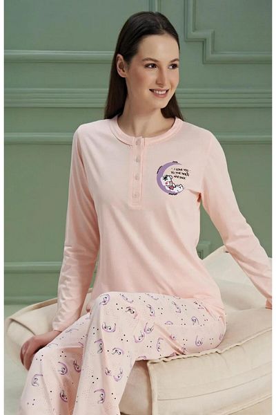 DoDe Flora Women's over Sleep Long Sleeve Pajama Set over Sleep - 928