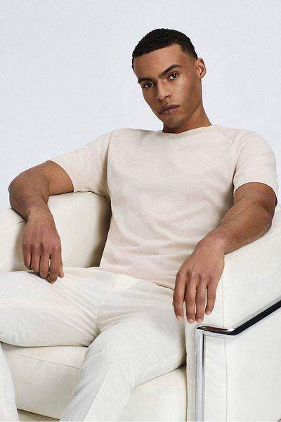 Hemington Crew Neck Cream Color Giza Cotton Knitwear T-Shirt
