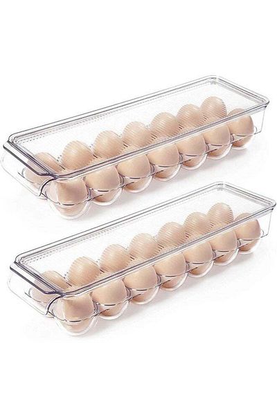COOYA Egg Holder for Refrigerator, Plastic Egg Storage Container, Clear Fridge Storage Container
