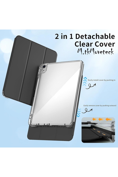 m.tk moveteck İpad 11.nesil A16 11inç/10.nesil 10.9 Kılıf Magnetik Kalem Şarj Bölmeli Arkası Mika Ayrılabilir