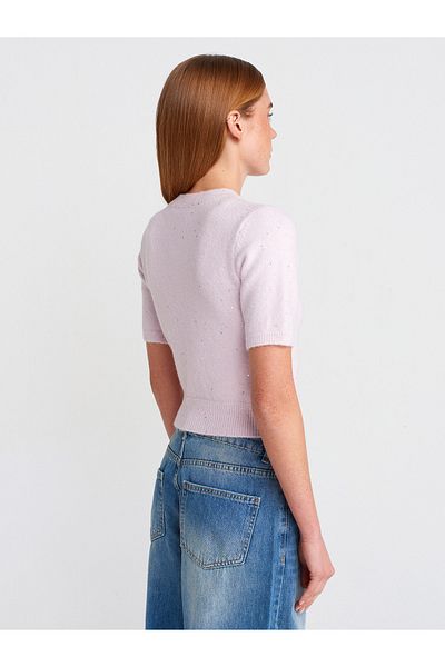Dilvin 10703 Pulover din tricot cu sclipici cu paiete cu gât